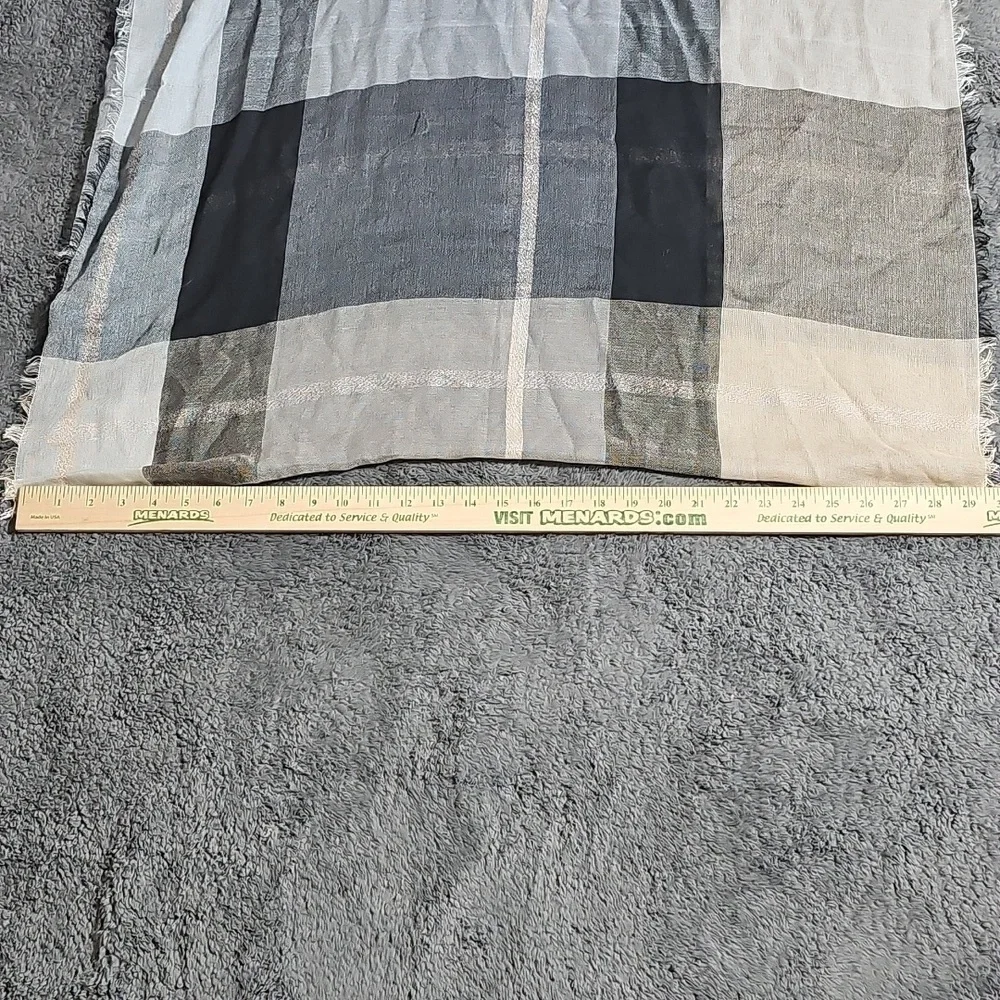 Christopher and Banks Blue Cream and Blush Sheer Blanket Fringe Scarf New
